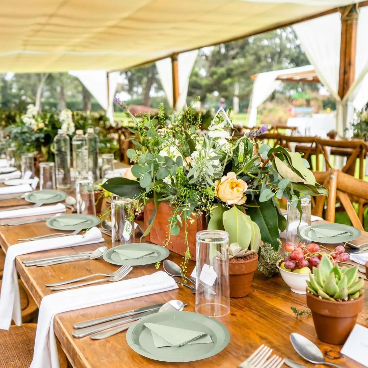 Sage-Green-Disposable-Tableware-for-50-Guests-Sage-Green-Party-Tableware-Supplies-Paper-Plate-for-Bridal-1