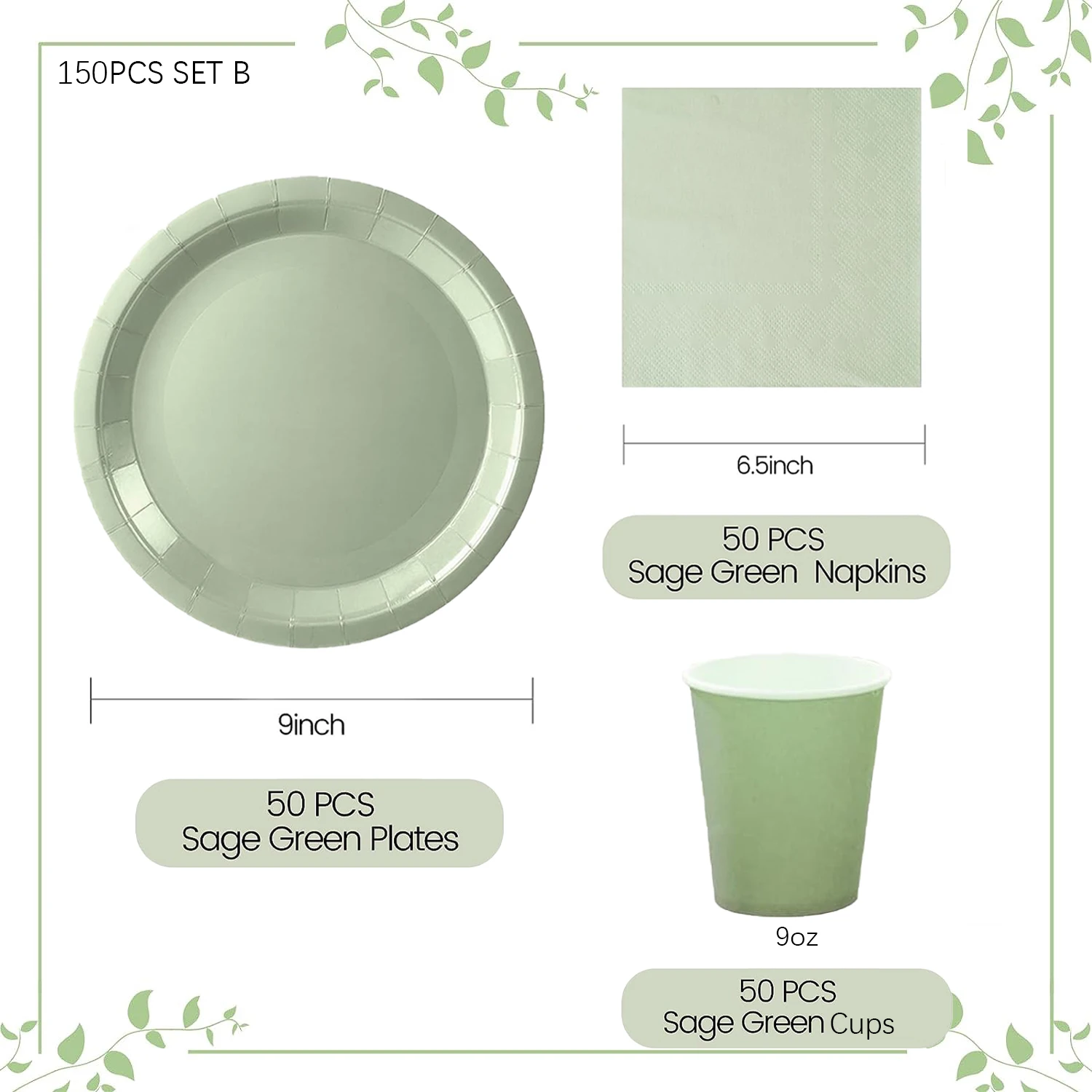 Sage-Green-Disposable-Tableware-for-50-Guests-Sage-Green-Party-Tableware-Supplies-Paper-Plate-for-Bridal-8