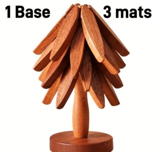 Wooden Placemat Tree-Shaped Trivet Set
