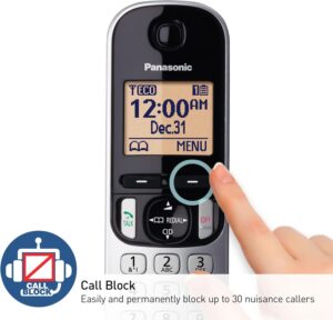 6.0 Expandable Cordless Phone with Answering Machine and Call Block and Caller ID – 2 Cordless Handsets – KX-TGC222S (Silver)