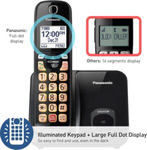 Phone with Advanced Call Block, Bilingual Caller ID and Easy to Read Large High-Contrast Display, Expandable System with 1 Handset – KX-TGD810B (Black)